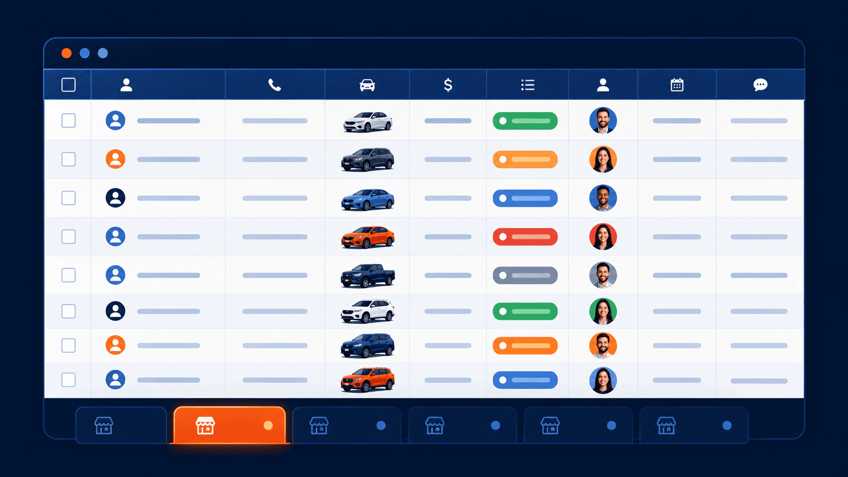 Google Sheets lead tracking structure with per-dealership tabs