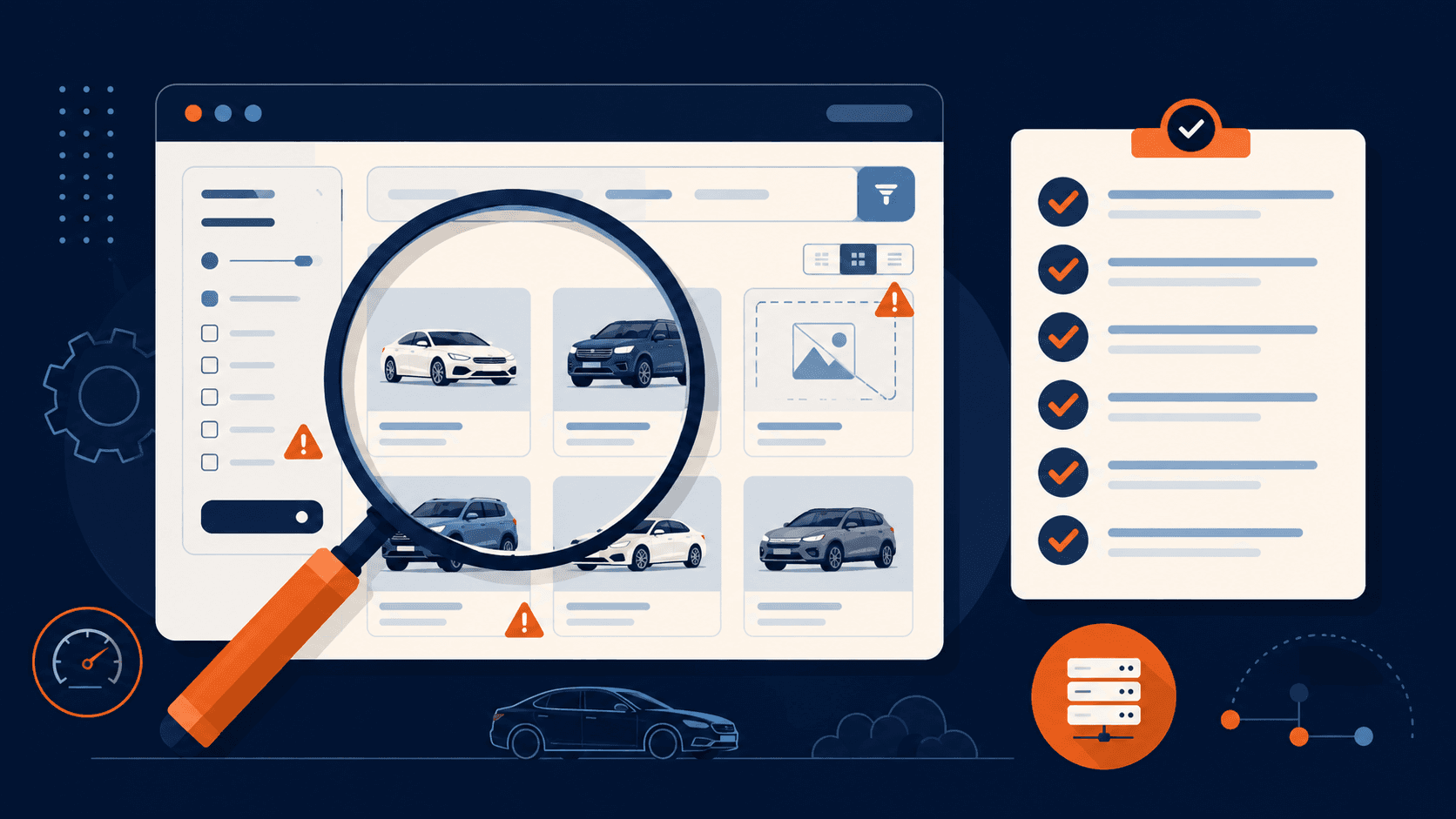 Technical SEO audit checklist illustration for dealer websites