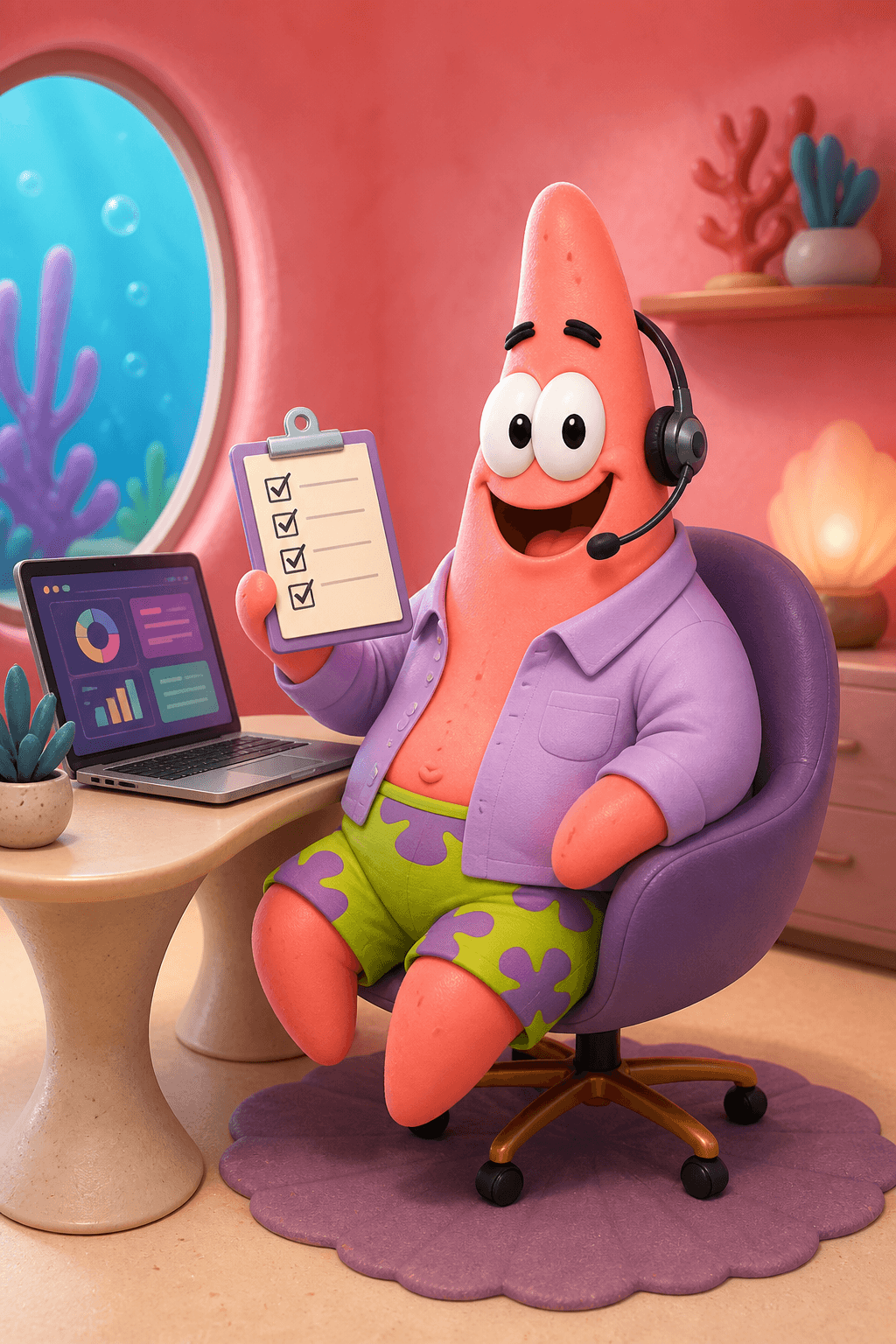 Patrick Star as a fictional virtual assistant