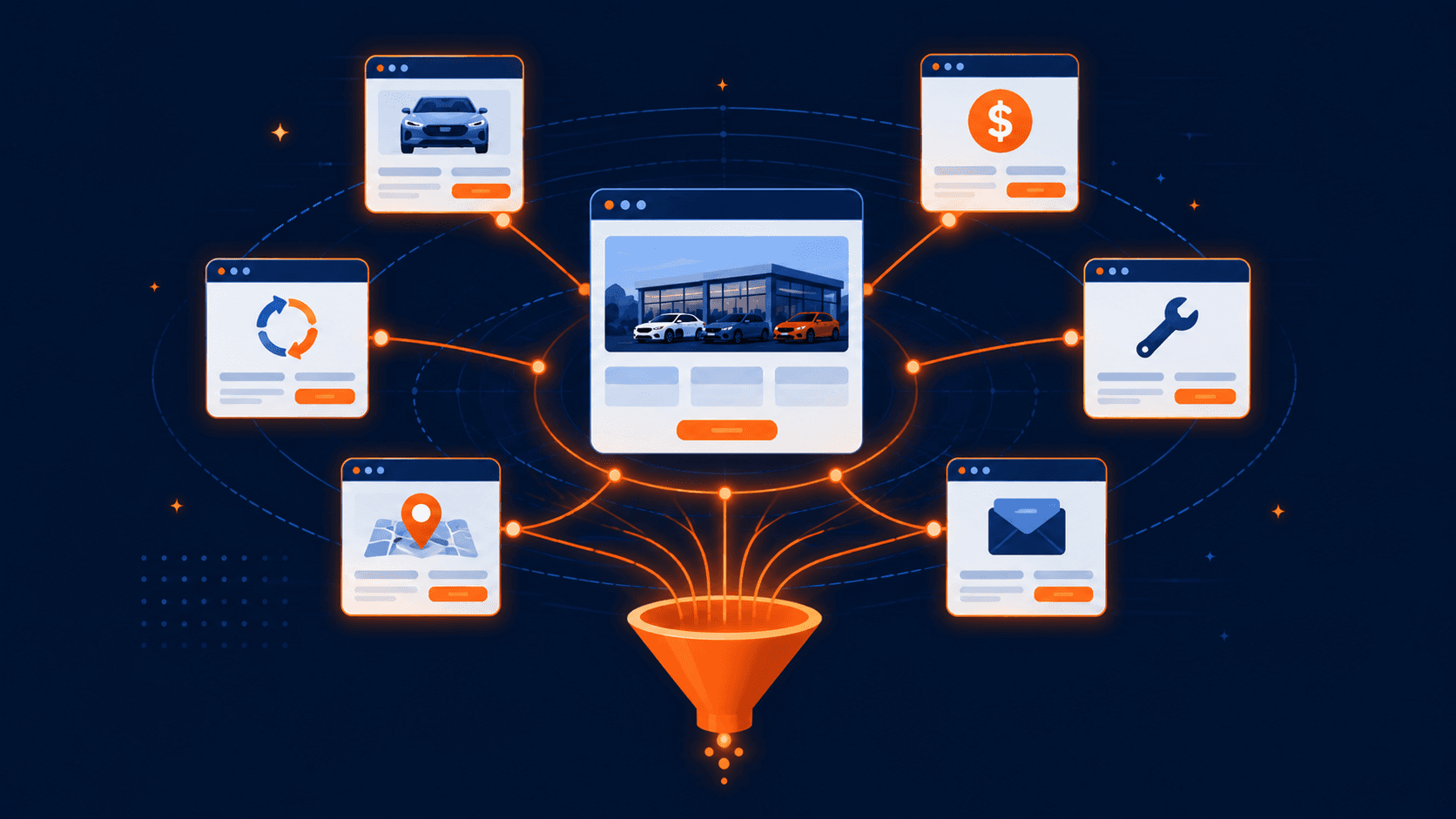 Map of dealership website pages closest to revenue